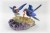 Blue Sunbird Pair on Amethyst Base. Gemstone Sculpture