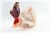 Red Crystal Parrot on White Quartz Crystal Base. Gemstone Sculpture.