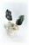 Pair Green Crystal Owls on Quartz Crystal Base. Gemstone Sculpture