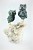 Pair Green Crystal Owls on Quartz Crystal Base. Gemstone Sculpture