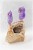 Pair Purple Crystal Owls White Quartz Crystal Base. Gemstone Sculpture