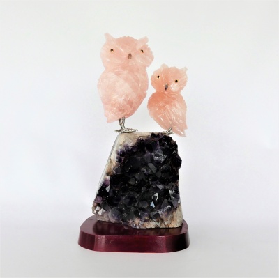 Owls Gemstone Sculpture